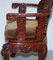 Vintage Chinese Red Lacquered Carved Elm Armchair with Heavy Foliage Detailing 18