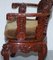 Vintage Chinese Red Lacquered Carved Elm Armchair with Heavy Foliage Detailing, Image 18