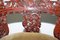 Butaca china vintage de olmo lacado en rojo con detalles de follaje pesado, Imagen 8