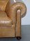 Vintage Victorian Style Brown Leather Club Sofa 9