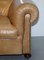Vintage Victorian Style Brown Leather Club Sofa, Image 9