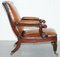 William IV Brown Leather Reclining Library Reading Armchair & Footstool, Image 8