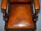 William IV Brown Leather Reclining Library Reading Armchair & Footstool 3