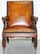 William IV Brown Leather Reclining Library Reading Armchair & Footstool, Image 2