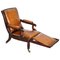 William IV Brown Leather Reclining Library Reading Armchair & Footstool 1