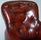 Regency Chesterfield Bordeaux Leather Porters Armchair in the Style of Gillows 4