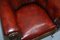 Regency Chesterfield Bordeaux Leather Porters Armchair in the Style of Gillows, Image 6
