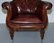 Regency Chesterfield Bordeaux Leather Porters Armchair in the Style of Gillows 8