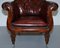 Regency Chesterfield Bordeaux Leather Porters Armchair in the Style of Gillows, Image 8