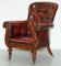 Regency Chesterfield Bordeaux Leather Porters Armchair in the Style of Gillows 3