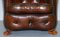 Brown Leather Curved Back Chesterfield Sofa & Armchairs with Lion Hairy Paw Feet, Set of 3 11