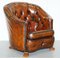 Brown Leather Curved Back Chesterfield Sofa & Armchairs with Lion Hairy Paw Feet, Set of 3 9