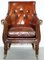 Regency Hand Dyed Brown Leather & Hand-Painted Armchair Attributed to Gillows 2