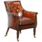 Regency Hand Dyed Brown Leather & Hand-Painted Armchair Attributed to Gillows, Image 1