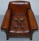 Marquetry Walnut Inlay and Brown Leather Sofa & Armchairs by Thomas Chippendale, Set of 3 3