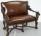 Baroque Venetian Carved Walnut Settee Sofa Bench in Brown Leather from Valentino Besarel, Image 2