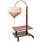 Large Art Deco Walnut Side Table with Built in Height Adjustable Light 1