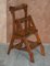 Antique Victorian English Oak Library Steps & Metamorphic Chair, 1880s, Image 12