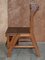 Antique Victorian English Oak Library Steps & Metamorphic Chair, 1880s 11