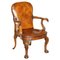 Vintage Eagle Armed Claw & Ball Feet Brown Leather Armchair, Image 1