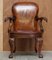 Vintage Eagle Armed Claw & Ball Feet Brown Leather Armchair, Image 2
