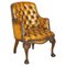 Chesterfield Brown Leather Armchair with Claw & Ball Feet 1