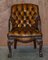 Chesterfield Brown Leather Armchair with Claw & Ball Feet 2