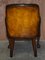 Chesterfield Brown Leather Armchair with Claw & Ball Feet 13