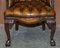 Chesterfield Brown Leather Armchair with Claw & Ball Feet 7