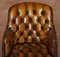 Chesterfield Brown Leather Armchair with Claw & Ball Feet 4