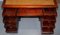 Partner-Schreibtisch aus Hartholz mit Blattgold & geprägtem grünem Leder 18
