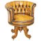 Chaise de Capitaine Chesterfield Antique en Cuir Marron, 1860s 1