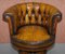 Antique Chesterfield Brown Leather Captains Chair, 1860s 3