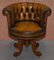 Antique Chesterfield Brown Leather Captains Chair, 1860s 2