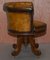 Chaise de Capitaine Chesterfield Antique en Cuir Marron, 1860s 12