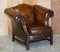 Hand Dyed Brown Leather Club Armchair, Image 2
