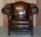 Hand Dyed Brown Leather Club Armchair 8