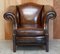 Hand Dyed Brown Leather Club Armchair, Image 3