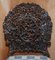 Silla anglo-india birmana de madera tallada a mano con detalles florales, Imagen 3