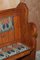 Vintage Ianthe Upholstered & Pitch Pine Pew Bench & Footstool, Set of 2 5