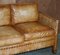 Handgefärbtes edwardianisches 3-Sitzer Sofa aus braunem Leder mit Nieten 5