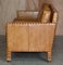 Handgefärbtes edwardianisches 3-Sitzer Sofa aus braunem Leder mit Nieten 15