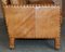 Handgefärbtes edwardianisches 3-Sitzer Sofa aus braunem Leder mit Nieten 13
