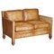 Brown Leather Edwardian Style Seat Sofa 1