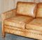 Brown Leather Edwardian Style Seat Sofa 3