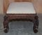 Antique Anglo-Indian Burmese Victorian Carved Footstool Ottoman, 1880s 8