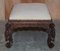 Antique Anglo-Indian Burmese Victorian Carved Footstool Ottoman, 1880s, Image 8