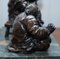 Antique Bronze Statue of 2 Men One a Solid Green Soapstone Base 18