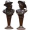 Victorian Solid Miniature Bronze Bust Statues, Set of 2 1