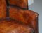 Chestnut Brown Leather Regency Porters Wingback Armchair, 1810s 7